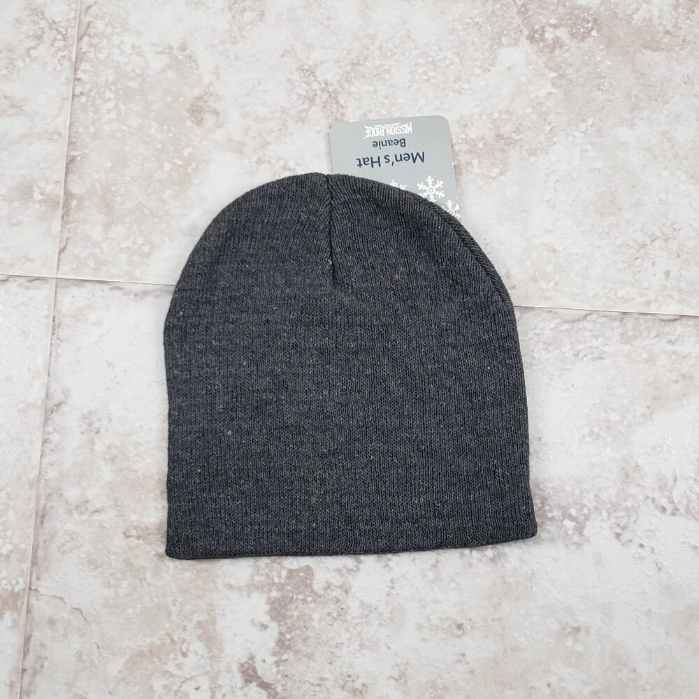 Adult Basic Beanie Cap Charcoal Hat Mission Ridge Solid Tight Knit Toboggan OS